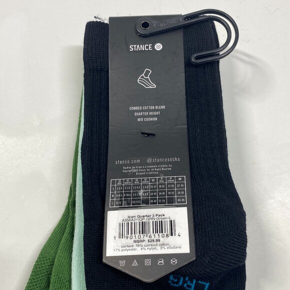 NWT Stance Crew Socks - 3 Pack - Large - Quarter Height - Picture 3 of 3